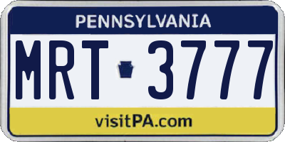 PA license plate MRT3777