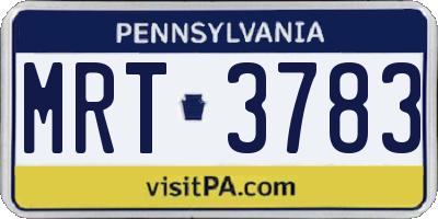 PA license plate MRT3783