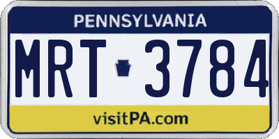 PA license plate MRT3784