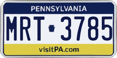 PA license plate MRT3785