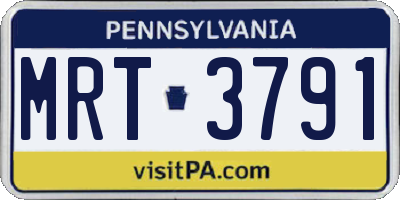 PA license plate MRT3791
