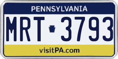 PA license plate MRT3793