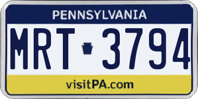 PA license plate MRT3794