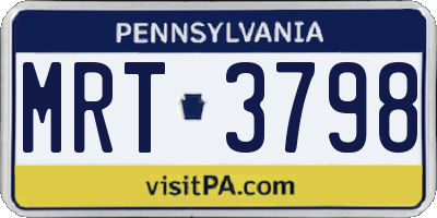 PA license plate MRT3798