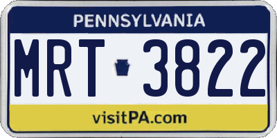 PA license plate MRT3822