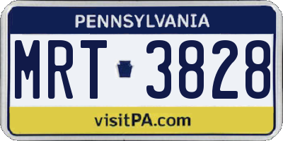 PA license plate MRT3828