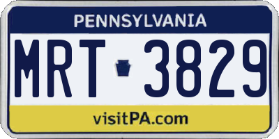 PA license plate MRT3829