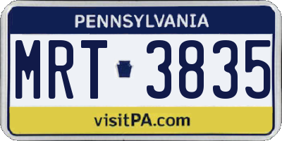PA license plate MRT3835