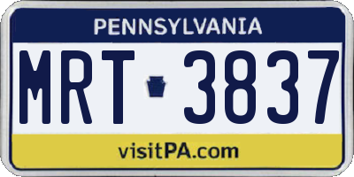 PA license plate MRT3837