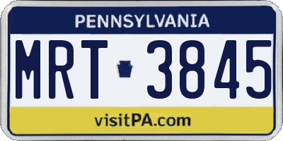 PA license plate MRT3845