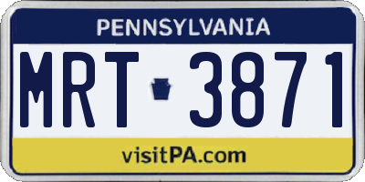 PA license plate MRT3871