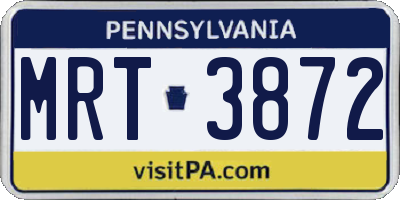 PA license plate MRT3872