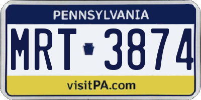 PA license plate MRT3874