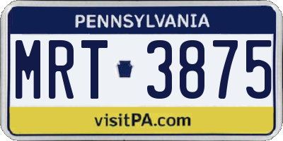 PA license plate MRT3875
