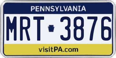 PA license plate MRT3876
