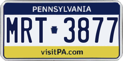 PA license plate MRT3877