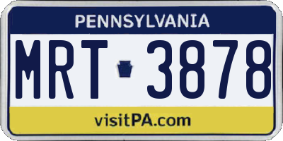 PA license plate MRT3878