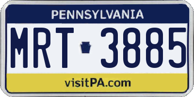 PA license plate MRT3885