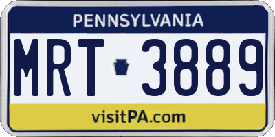 PA license plate MRT3889