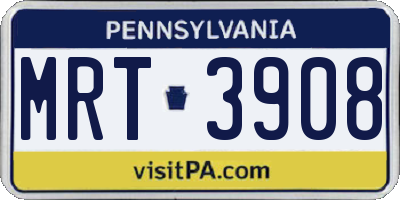 PA license plate MRT3908