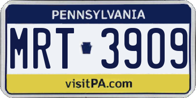 PA license plate MRT3909