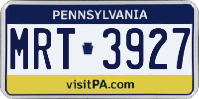 PA license plate MRT3927