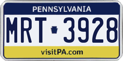 PA license plate MRT3928