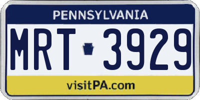 PA license plate MRT3929