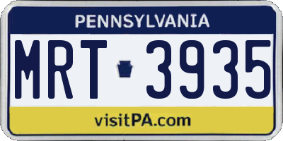 PA license plate MRT3935