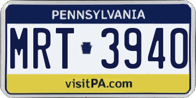PA license plate MRT3940