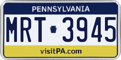 PA license plate MRT3945