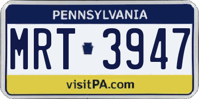 PA license plate MRT3947
