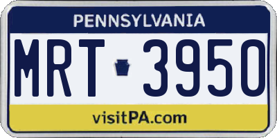 PA license plate MRT3950