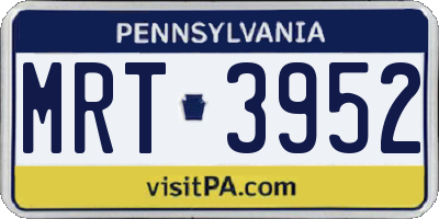 PA license plate MRT3952