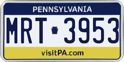 PA license plate MRT3953
