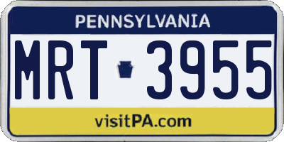 PA license plate MRT3955