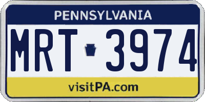 PA license plate MRT3974