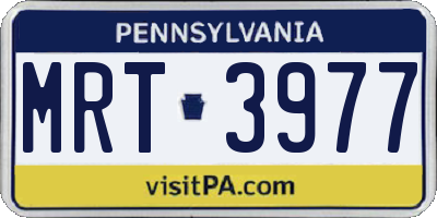 PA license plate MRT3977