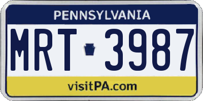 PA license plate MRT3987