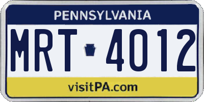 PA license plate MRT4012