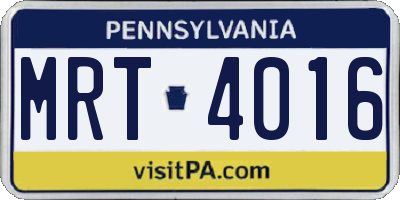 PA license plate MRT4016