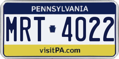 PA license plate MRT4022
