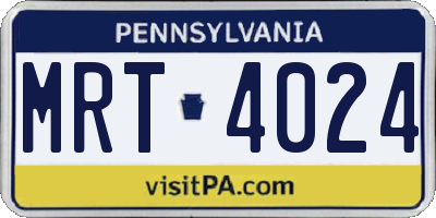 PA license plate MRT4024