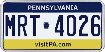 PA license plate MRT4026