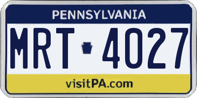 PA license plate MRT4027