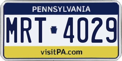 PA license plate MRT4029