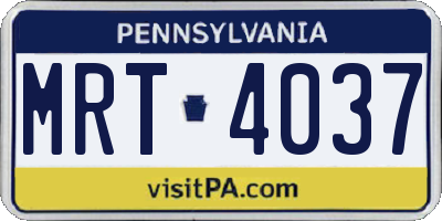 PA license plate MRT4037
