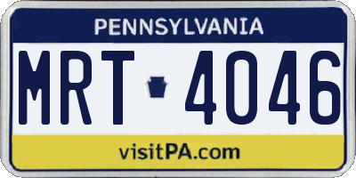 PA license plate MRT4046