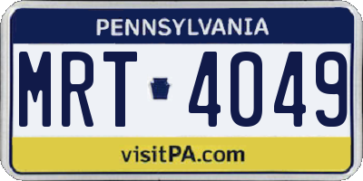PA license plate MRT4049