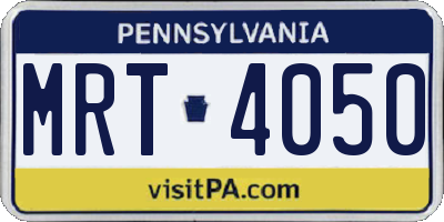 PA license plate MRT4050